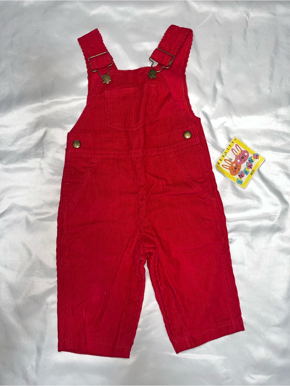 Vintage Infant Boy 9M Little Ones Red Corduroy Overalls NWT Deadstock